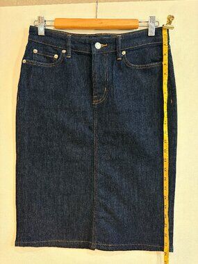 Lauren Ralph Lauren Stretch Denim Pencil Skirt Dark Wash 2P Petite Classic